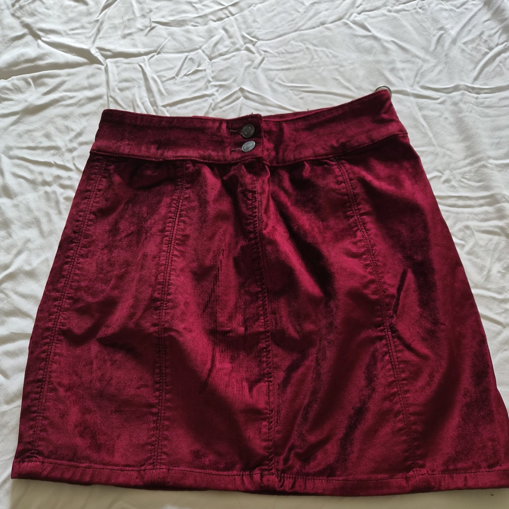 Free People Burgundy Mini Skirt